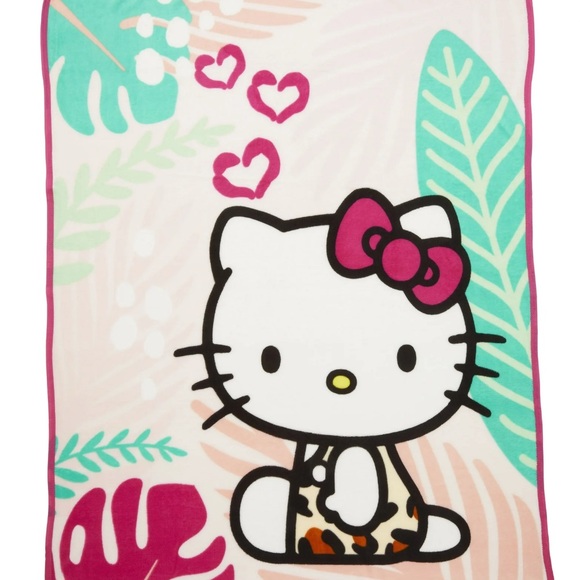 Hello Kitty Other - Hello Kitty Tropical Print 46”x60” Plush Throw Blanket